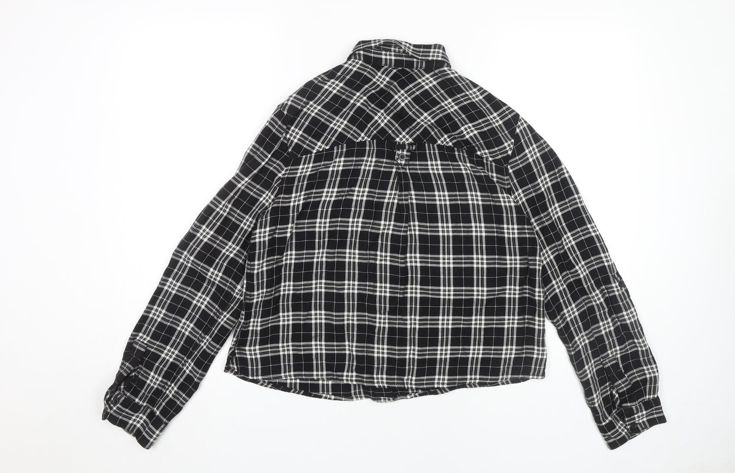 Marks and Spencer Women's Black Plaid Button-Up Shirt Size 10