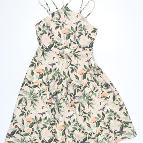 ASOS Women's Floral Multicolour Halter Fit & Flare Dress 12