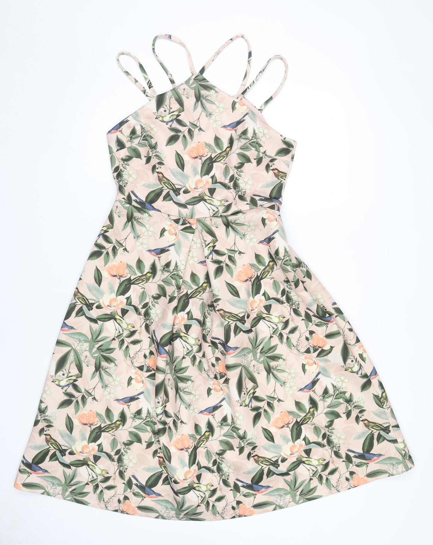 ASOS Women's Floral Multicolour Halter Fit & Flare Dress 12