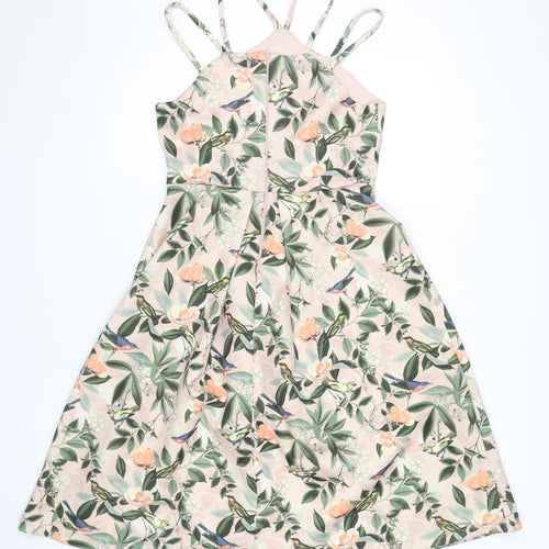 ASOS Women's Floral Multicolour Halter Fit & Flare Dress 12