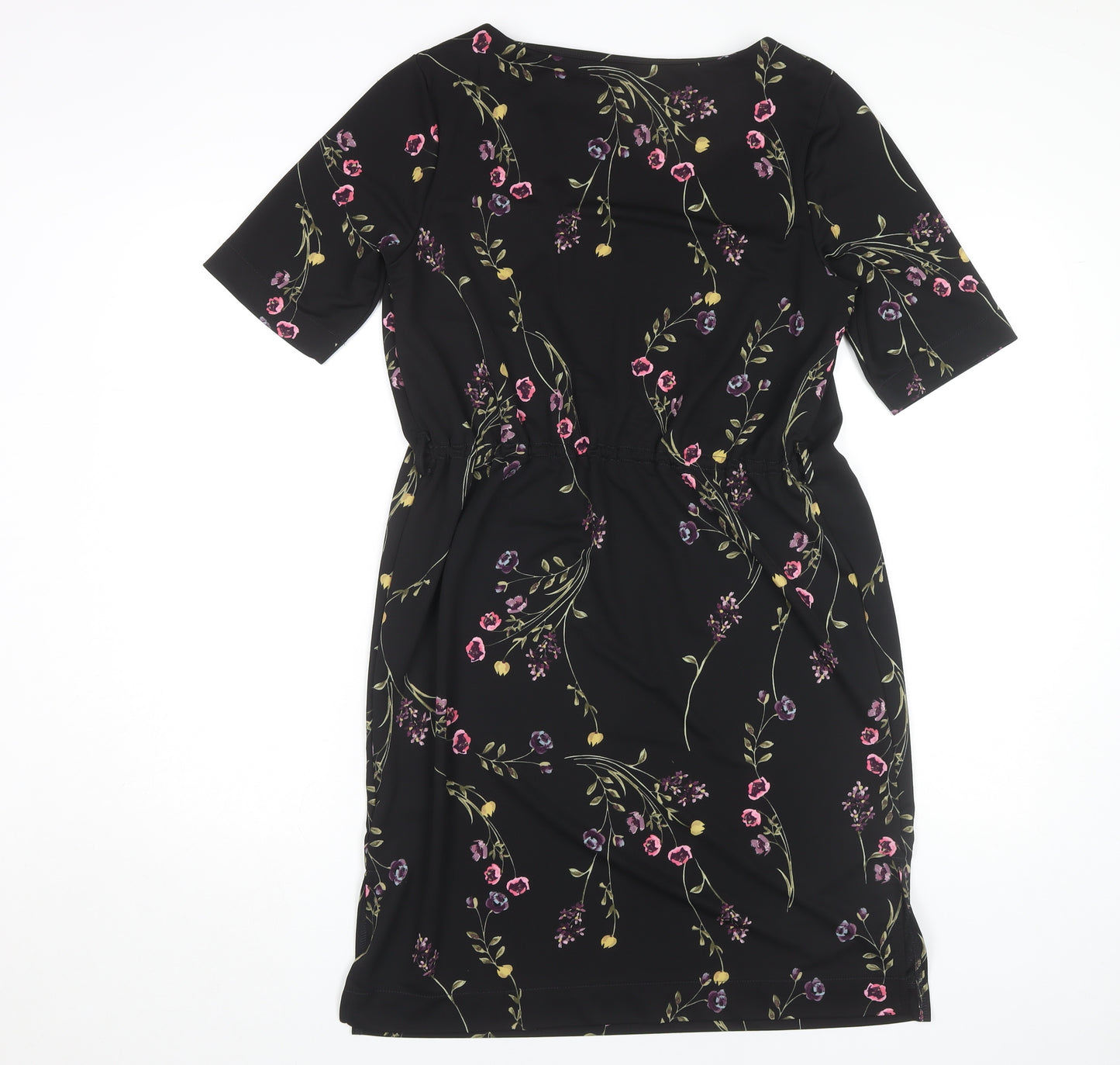 Next Women's Black Floral Sheath Dress, Size 12, Belted