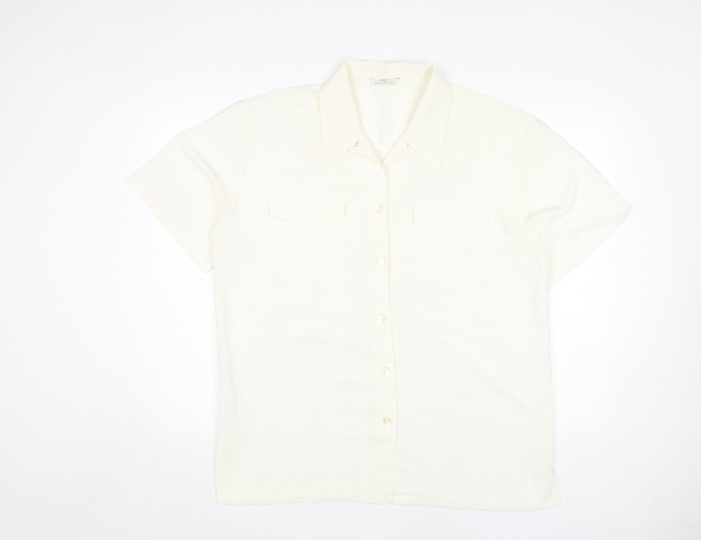 Marks and Spencer Women's Ivory Button-Up Shirt Size 18