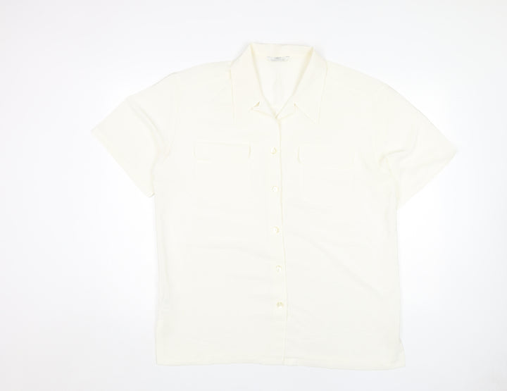 Marks and Spencer Women's Ivory Button-Up Shirt Size 18