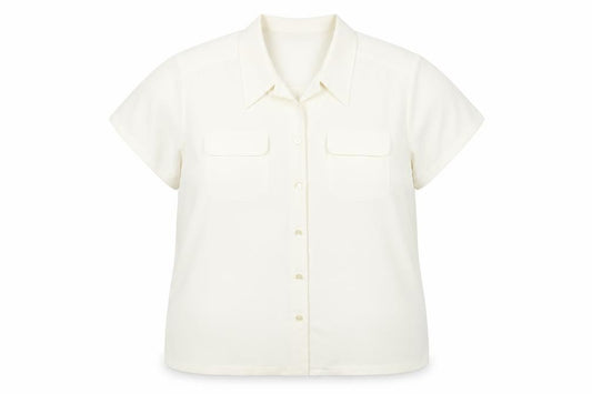 Front view of Marks & Spencer Women's Ivory Button-Up Shirt, size 18