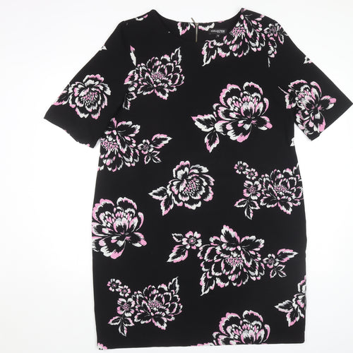 Debenhams Women's Floral Shift Dress, Black, Size 16