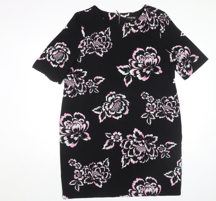 Debenhams Women's Floral Shift Dress, Black, Size 16