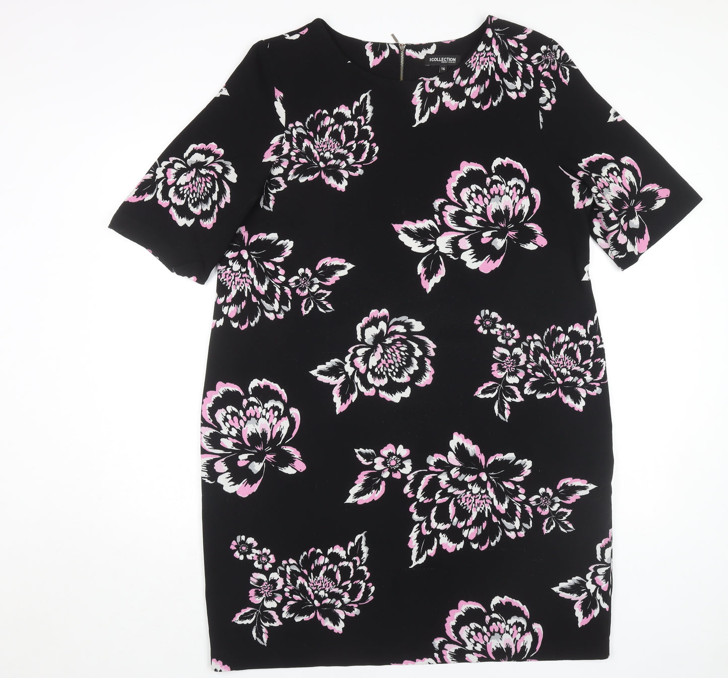 Debenhams Women's Floral Shift Dress, Black, Size 16
