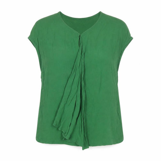 Front view of Mango Basics Women's Green Viscose Blouse XS Sleeveless