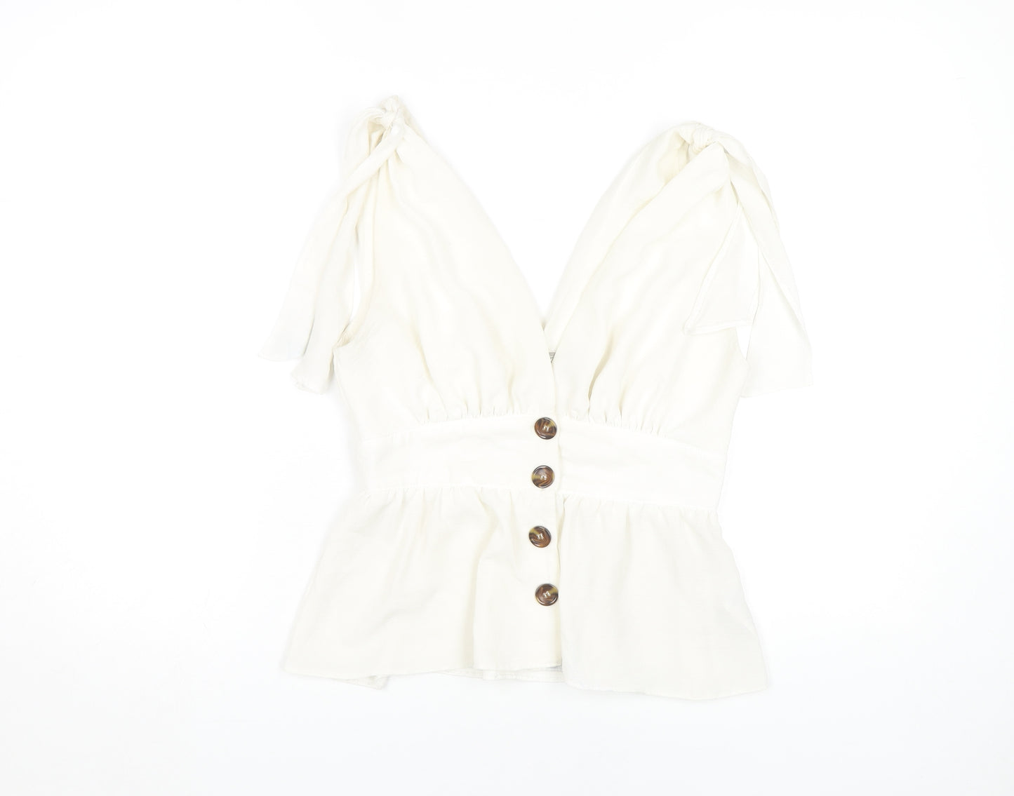 ASOS Women's White Button V-Neck Blouse Size 8