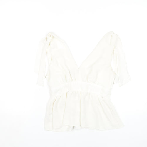 ASOS Women's White Button V-Neck Blouse Size 8