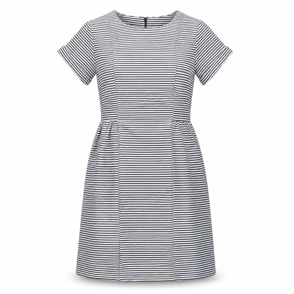Front view of Marks & Spencer Women's Black Striped Dress, size 12