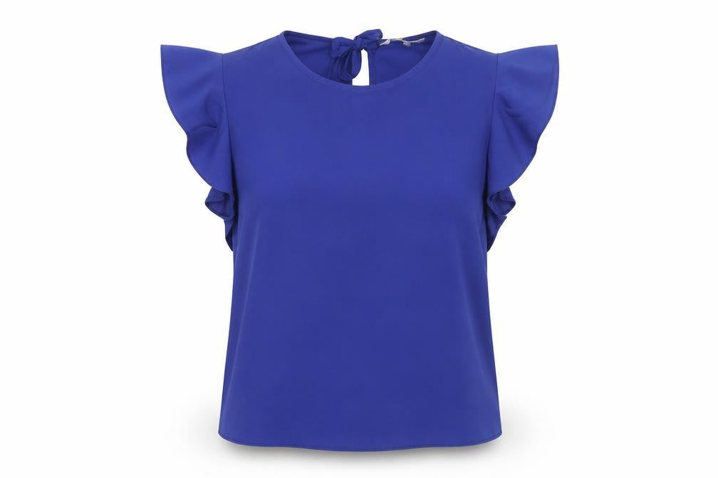 Front view of Clockhouse Women's Blue Sleeveless Blouse, size 8