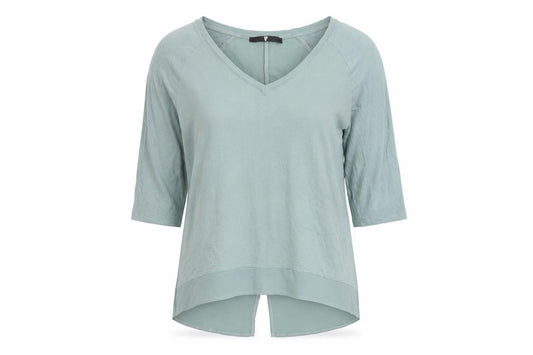 Front view of Very Women’s Blue 3/4 Sleeve V-Neck Blouse, size UK 12
