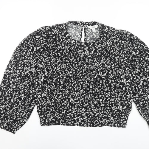 Marks and Spencer Women's Black Floral Blouse Size 12 Regular