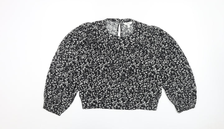 Marks and Spencer Women's Black Floral Blouse Size 12 Regular