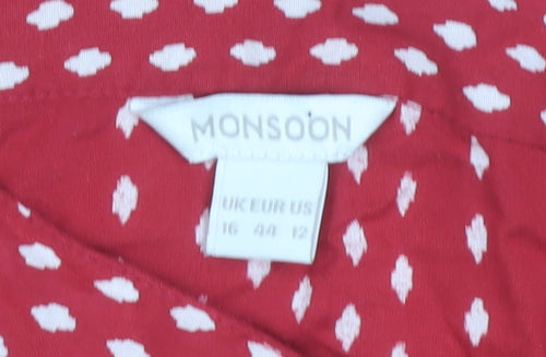 Monsoon Red Polka Dot A-Line Skirt UK 16