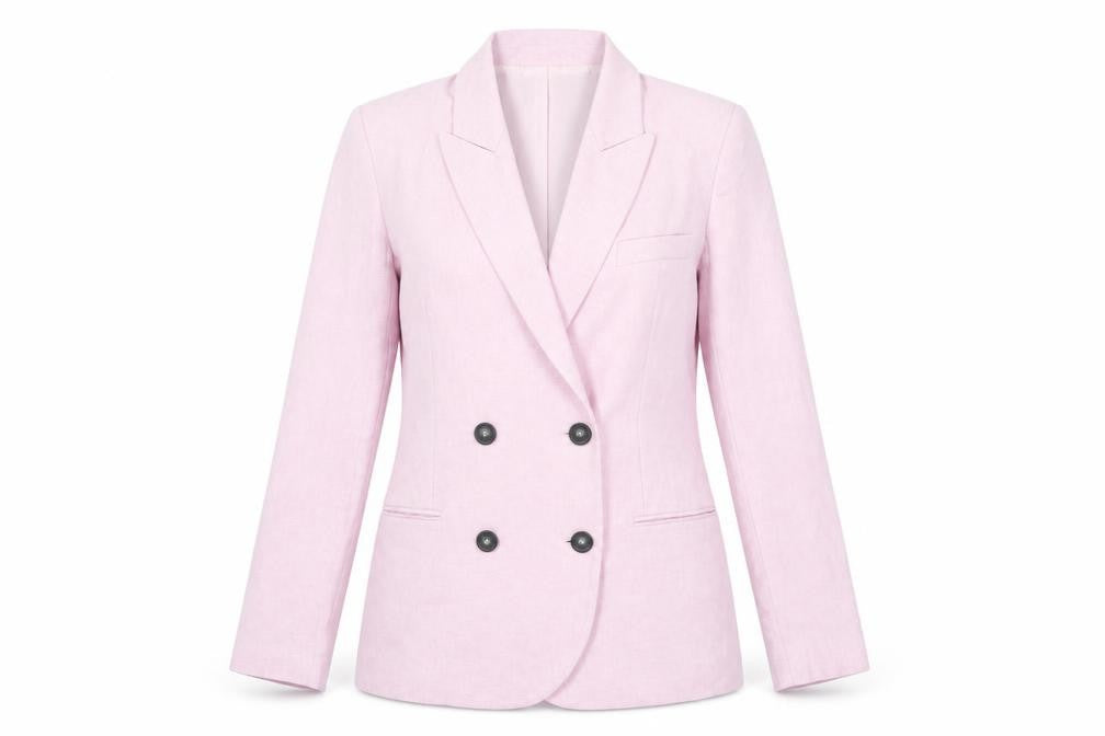 Front view of ASOS Women's Pink Blazer, size 8, Business Lined