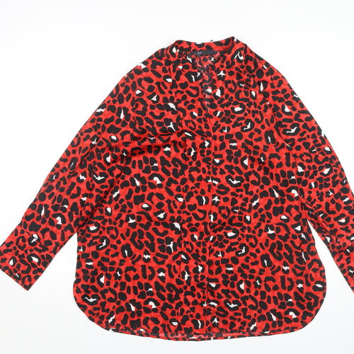 Marks and Spencer Women's Red Animal Print Blouse Size 16