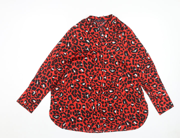 Marks and Spencer Women's Red Animal Print Blouse Size 16