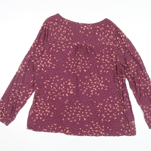 Marks and Spencer Women's Burgundy Birds Blouse UK 18