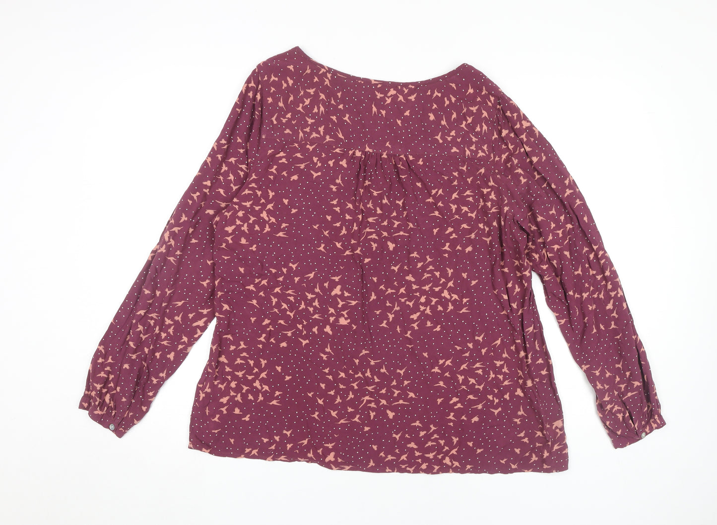 Marks and Spencer Women's Burgundy Birds Blouse UK 18