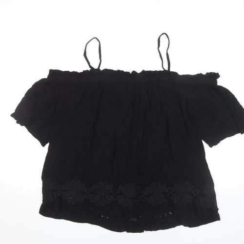 River Island Women's Black Off Shoulder Blouse Size 16