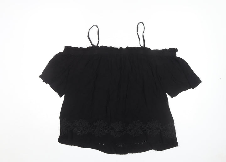 River Island Women's Black Off Shoulder Blouse Size 16