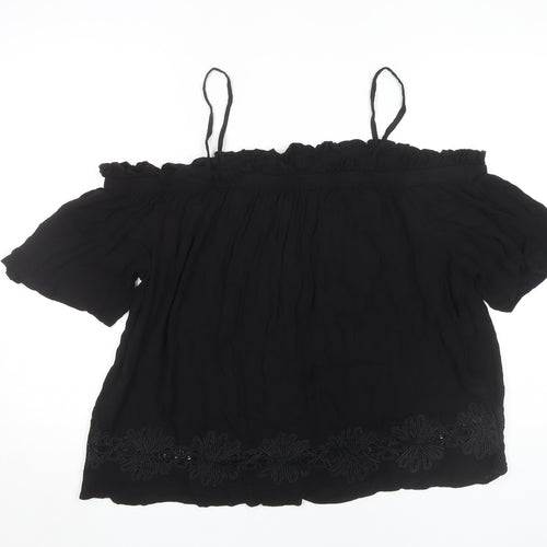 River Island Women's Black Off Shoulder Blouse Size 16