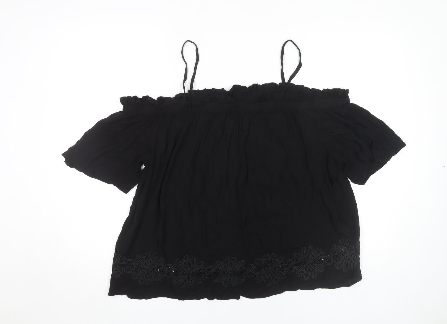 River Island Women's Black Off Shoulder Blouse Size 16