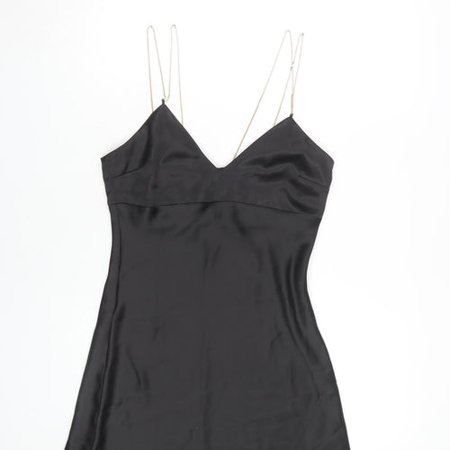 ZARA Women's Black Slip Dress Size 12 V-Neck