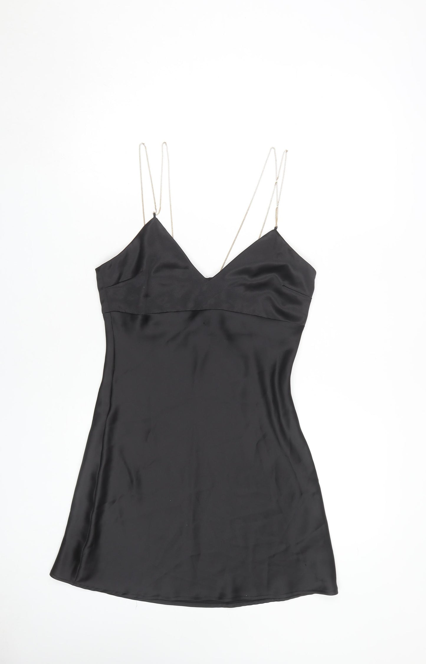 ZARA Women's Black Slip Dress Size 12 V-Neck