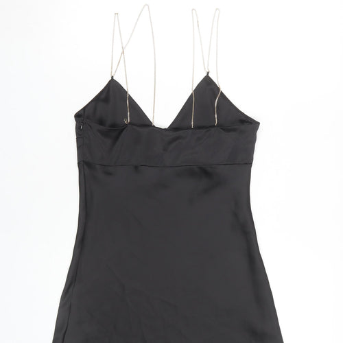 ZARA Women's Black Slip Dress Size 12 V-Neck