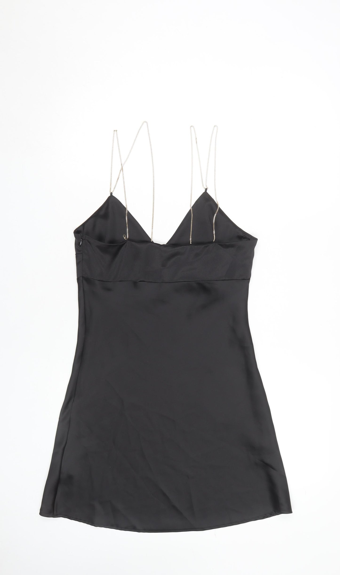 ZARA Women's Black Slip Dress Size 12 V-Neck