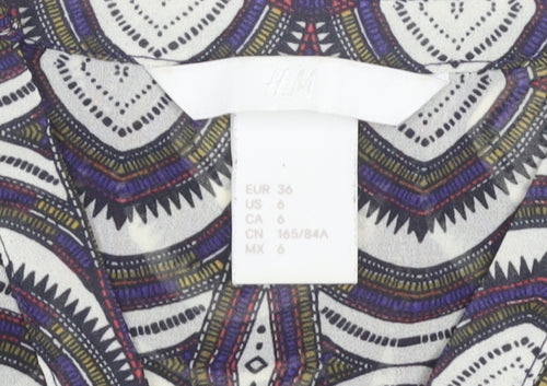 H&M Women's Multicoloured Geometric Blouse Size 8