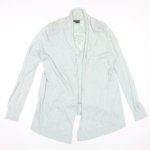 Topshop Women's Blue Open Front Cardigan Size 12 Cotton Crochet