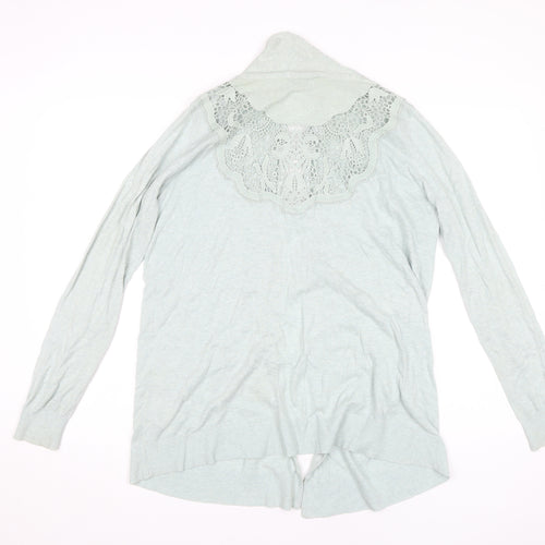 Topshop Women's Blue Open Front Cardigan Size 12 Cotton Crochet