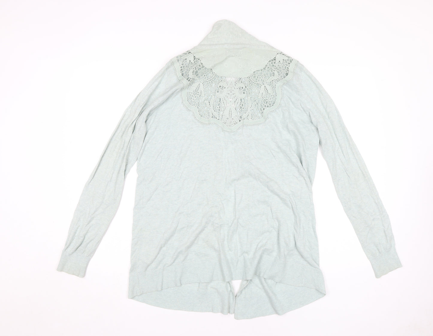 Topshop Women's Blue Open Front Cardigan Size 12 Cotton Crochet