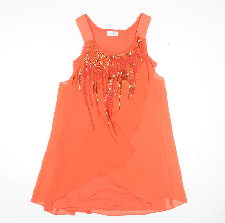 Wallis Petite Orange Sequin Dress Women Size 10 Strappy