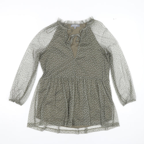 Principles Women's Green Polka Dot Tunic Blouse Size 8