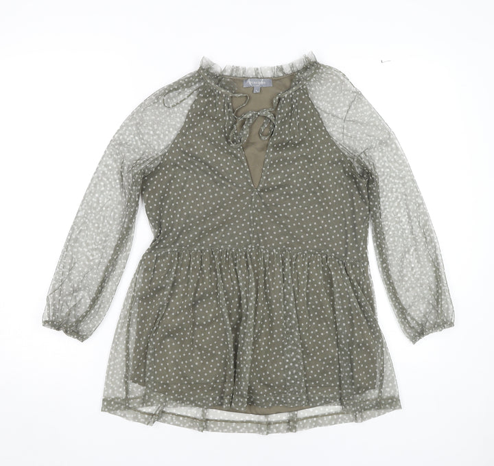 Principles Women's Green Polka Dot Tunic Blouse Size 8