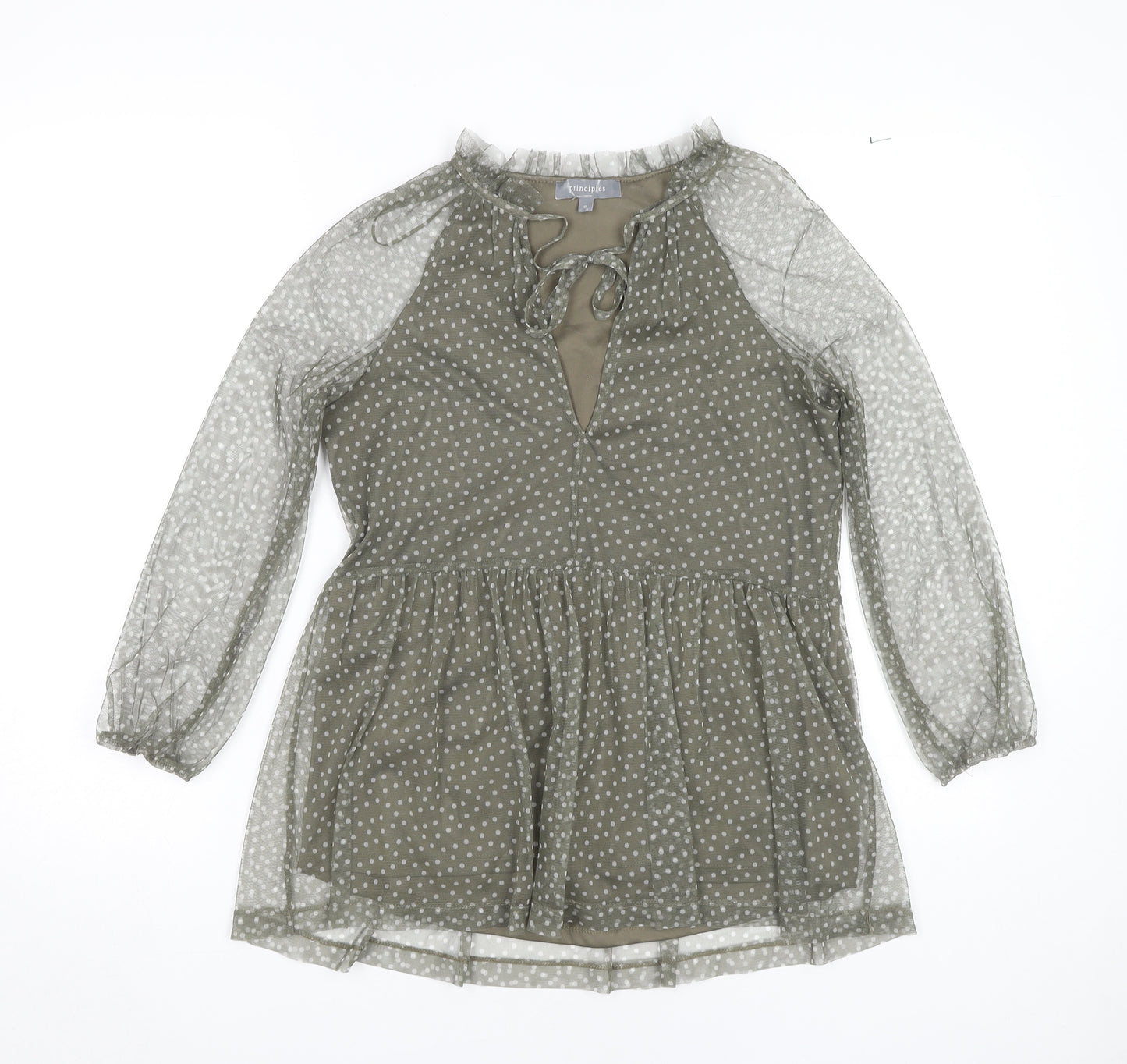 Principles Women's Green Polka Dot Tunic Blouse Size 8