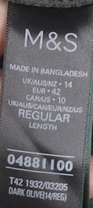 Marks and Spencer Women's Green A-Line Skirt, Size 14