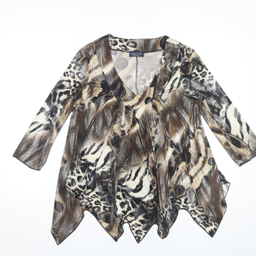 Saloos Collection Women's Multicoloured Animal Print Blouse M