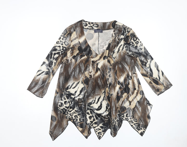 Saloos Collection Women's Multicoloured Animal Print Blouse M