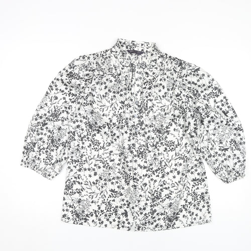 Marks and Spencer Women's Ivory Floral Blouse, Size 10