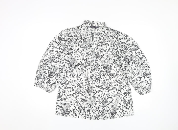 Marks and Spencer Women's Ivory Floral Blouse, Size 10