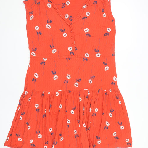Next Women's Orange Floral Fit & Flare Dress Size 14