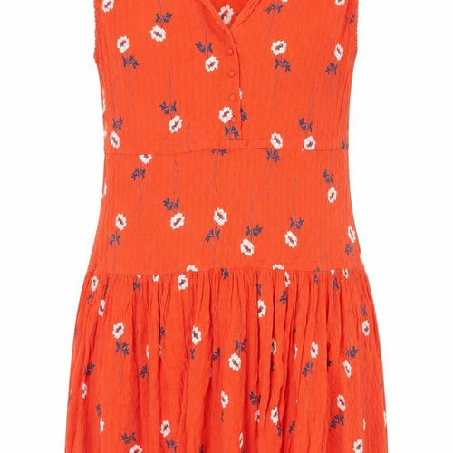Next Women's Orange Floral Fit & Flare Dress Size 14