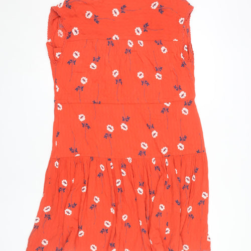 Next Women's Orange Floral Fit & Flare Dress Size 14