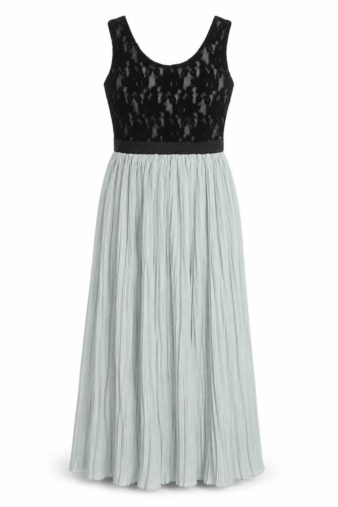 Front view of LOVE Women's Black & Grey Lace Dress S/M